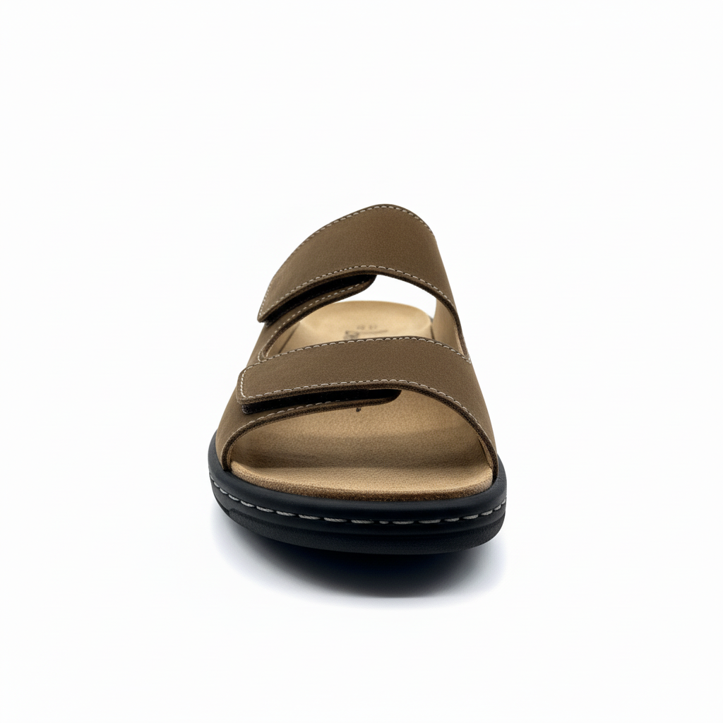 Chinelo homem Belvida 22.126 castanho vista frontal