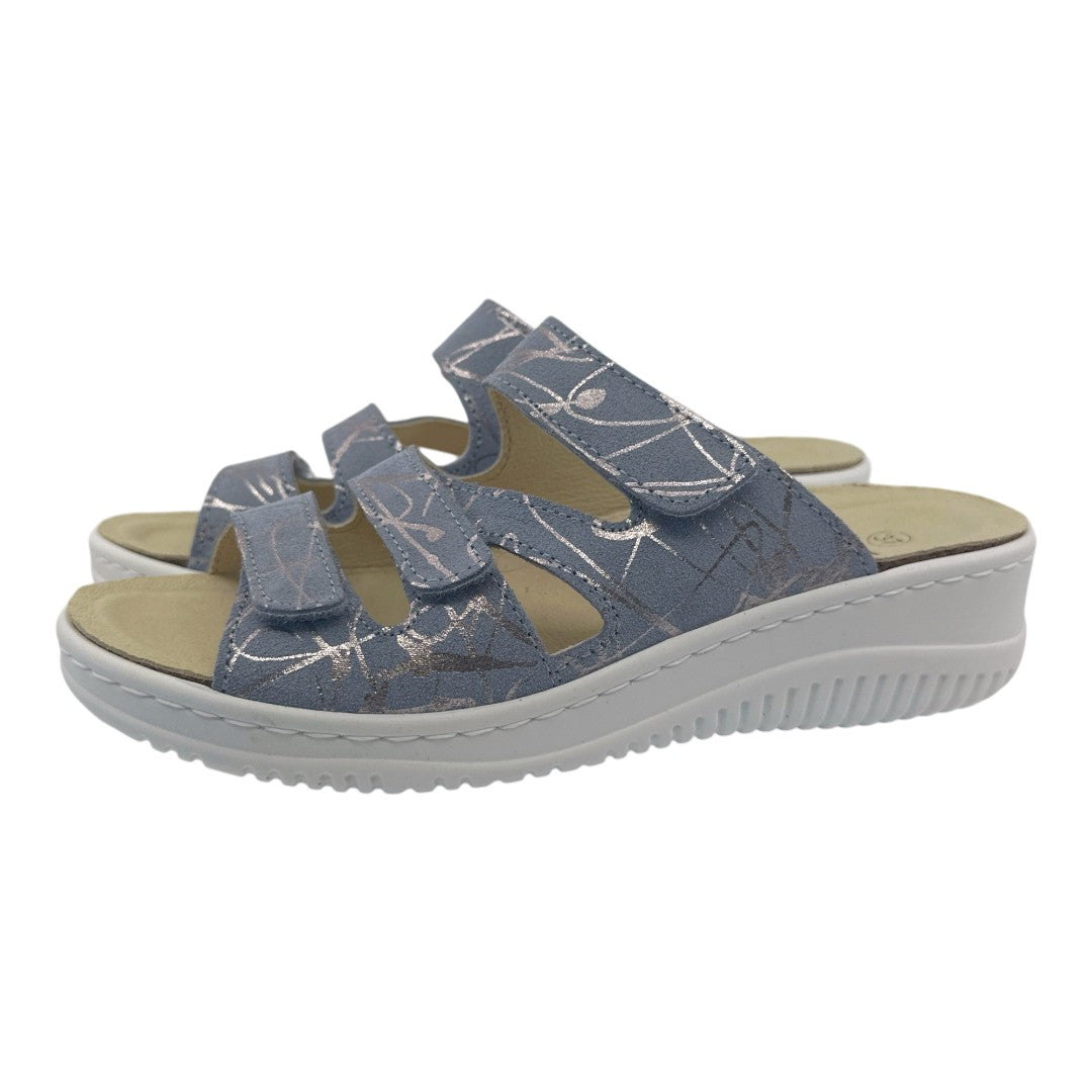 Chinelo Belvida 41.482, cor azul acinzentado, par em perspetiva.