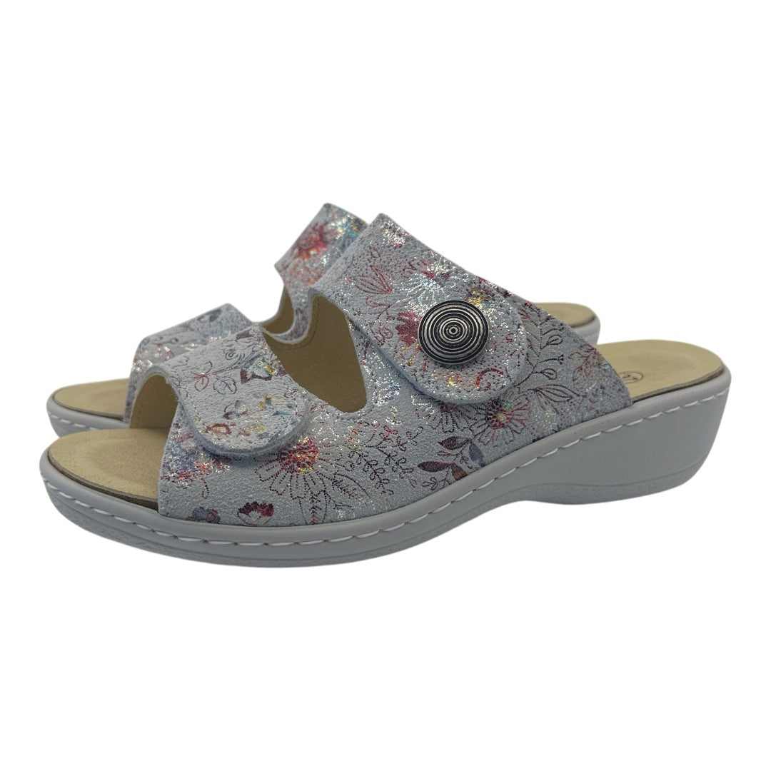 Chinelo Belvida 42.410, cor multicolor, par em perspetiva.