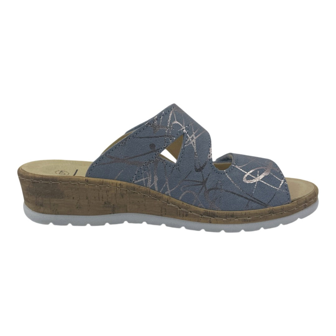 Chinelo Belvida 43.495, cor azul acinzentado, vista lateral interior.