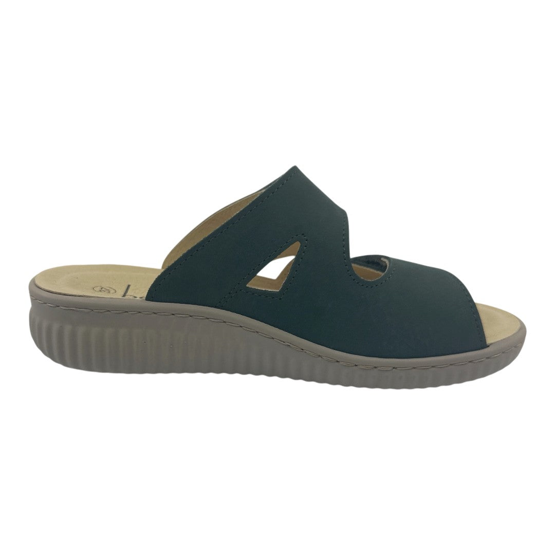 Chinelo Belvida 47.403, cor verde, vista lateral interior.