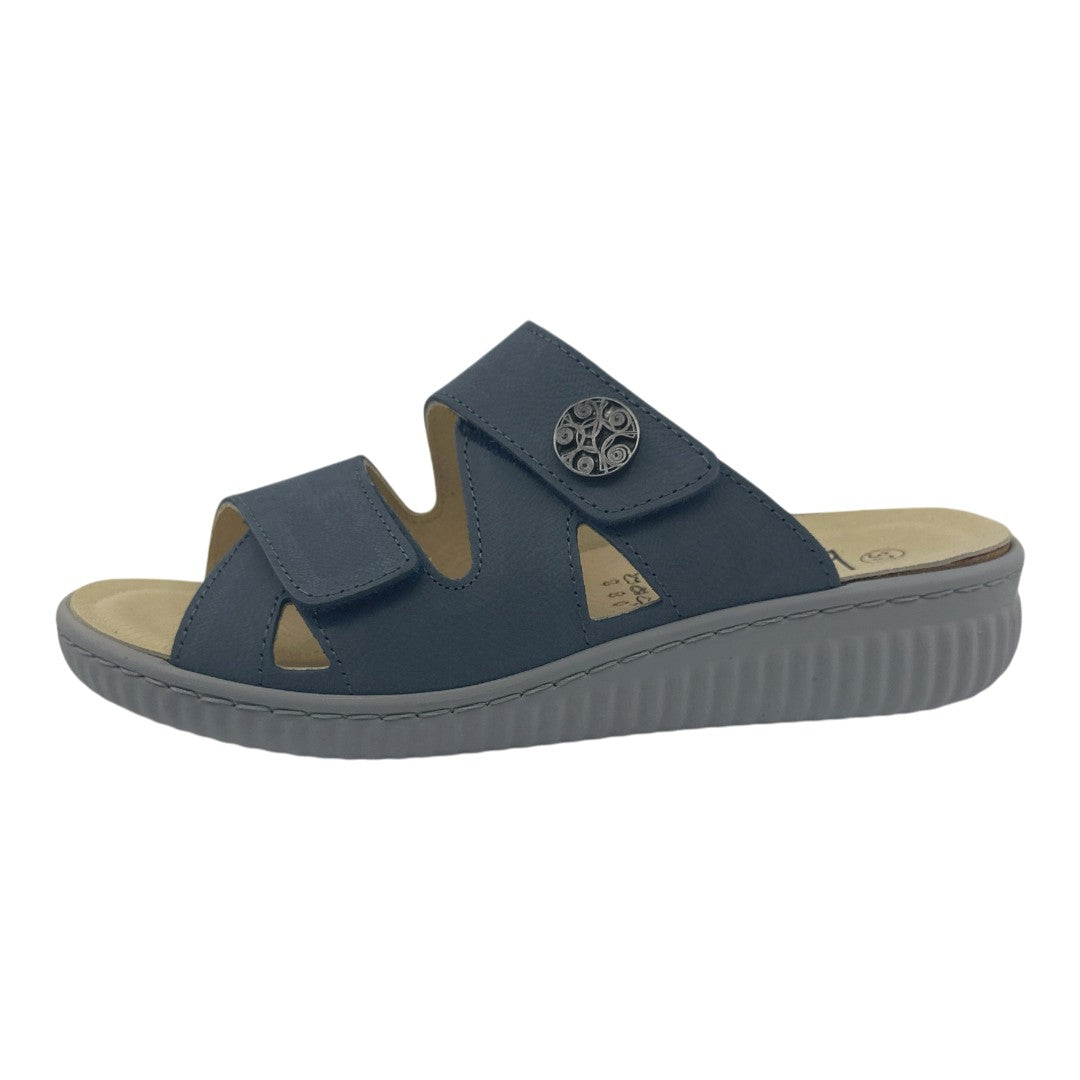 Chinelo Belvida 47.412, cor azul-marinho, vista exterior em perspetiva.