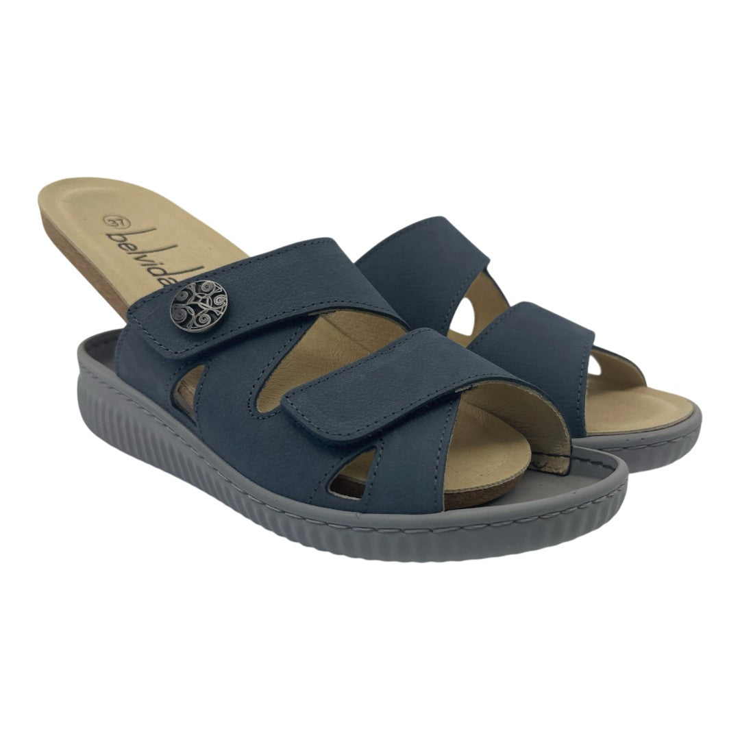 Chinelo Belvida 47.412, cor azul-marinho, par em perspetiva frontal.